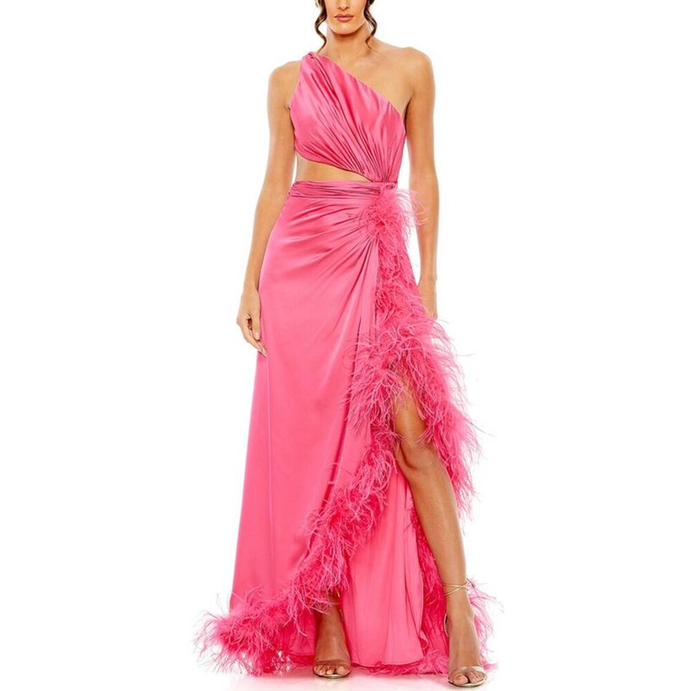 Mac Duggal Womens  One Shoulder Key Hole Detail Dress
